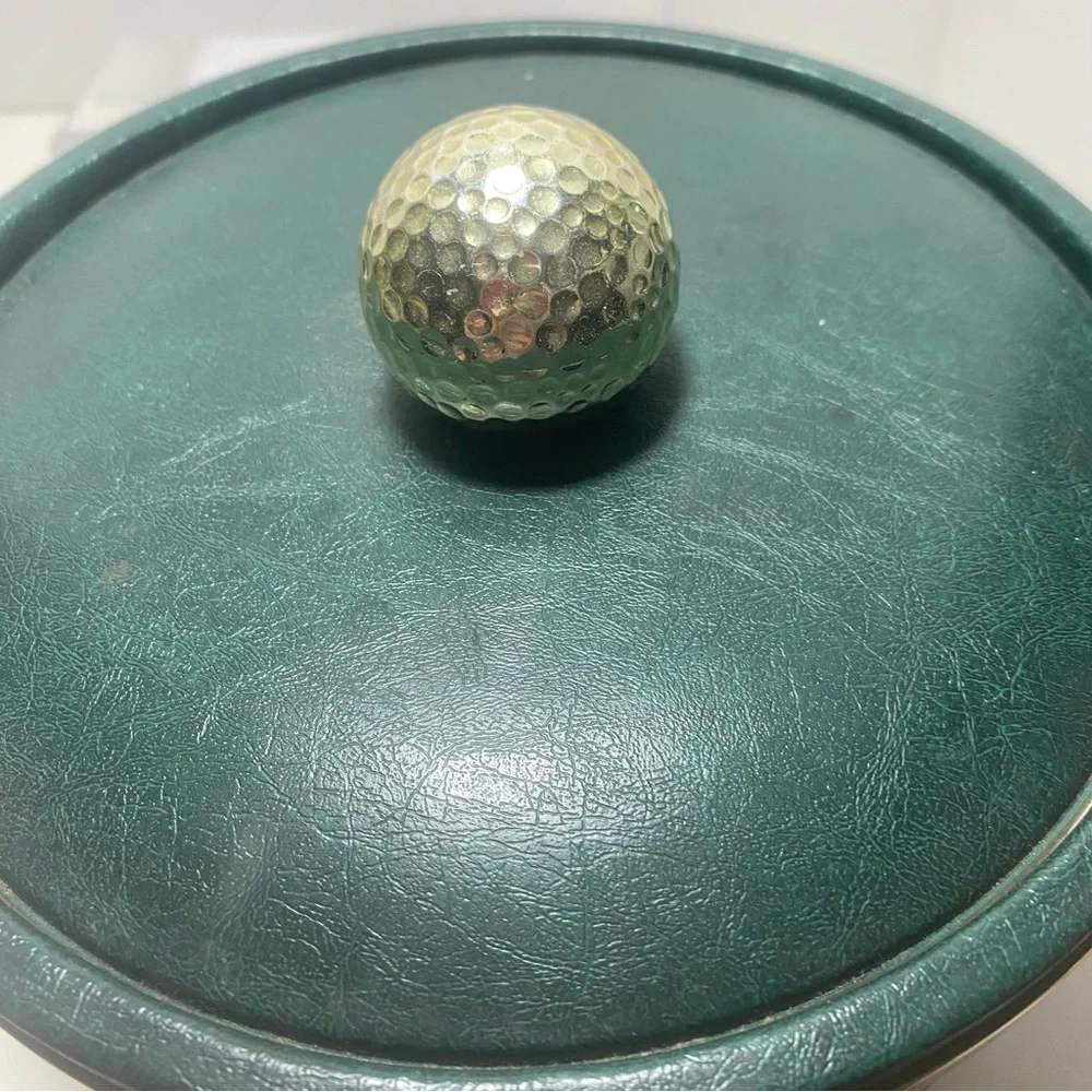Vintage Green Faux Leather Golf Retro Regency Style Ice Bucket